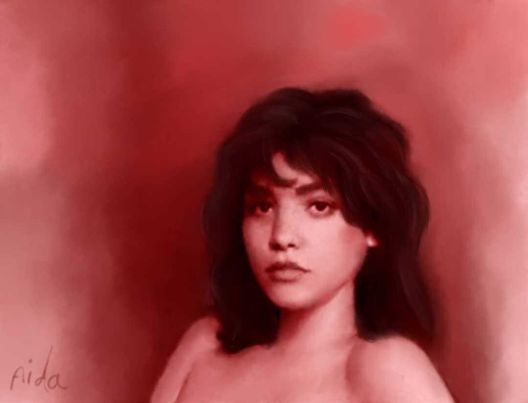 orginal-cover-Red Toned Portrait of a Woman - Art Print