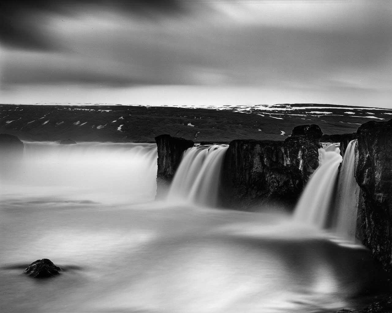 orginal-cover-Serene Waterfalls Black and White Art Print